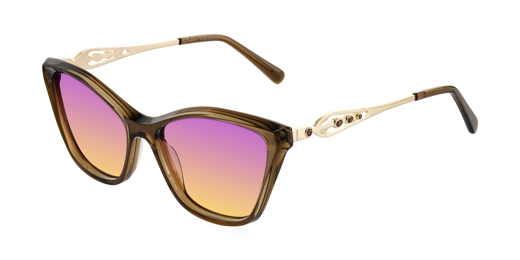 Angle of Aspen in Transparent Brown with Purple / Yellow Gradient Lenses