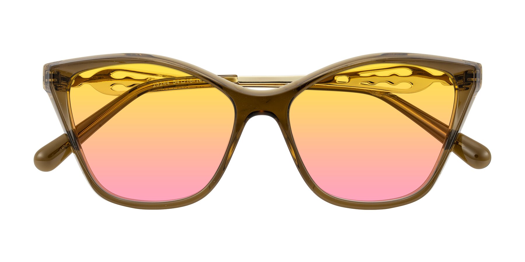 Folded Front of Aspen in Transparent Brown with Yellow / Pink Gradient Lenses