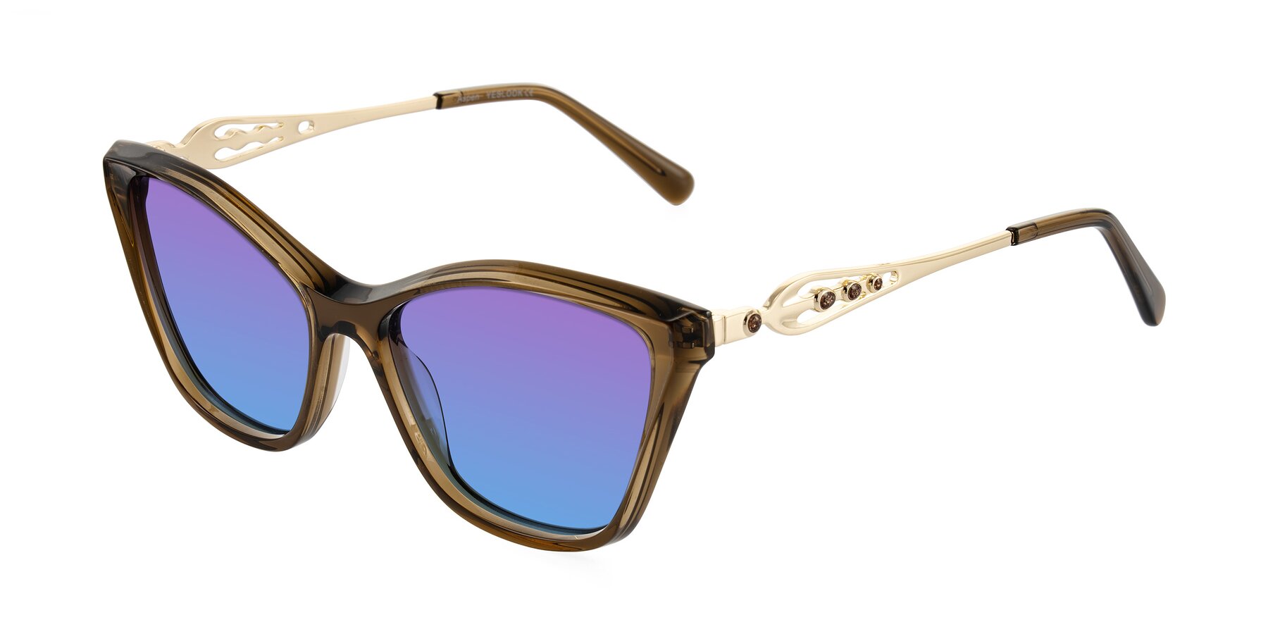 Angle of Aspen in Transparent Brown with Purple / Blue Gradient Lenses
