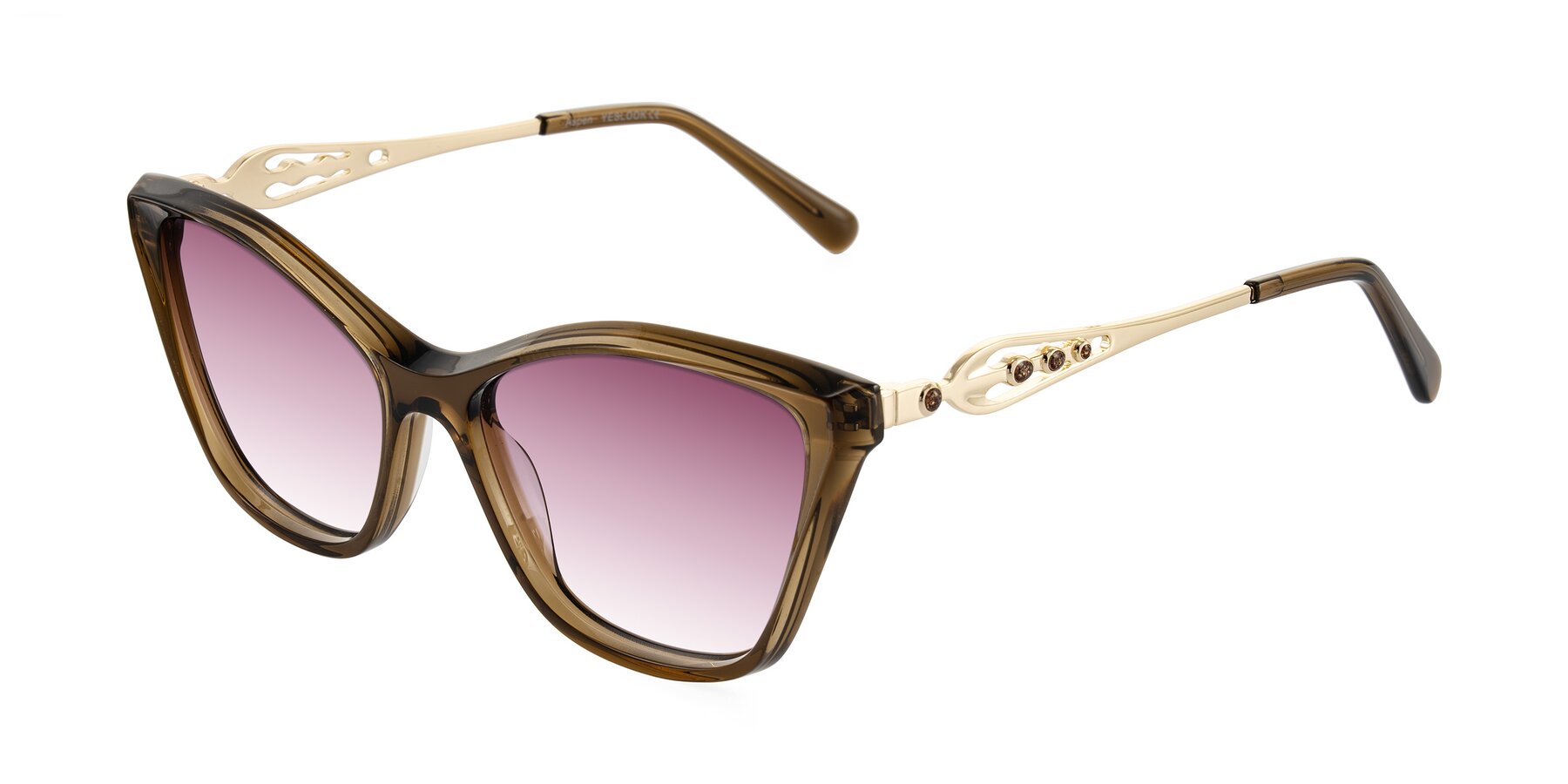 Angle of Aspen in Transparent Brown with Wine Gradient Lenses