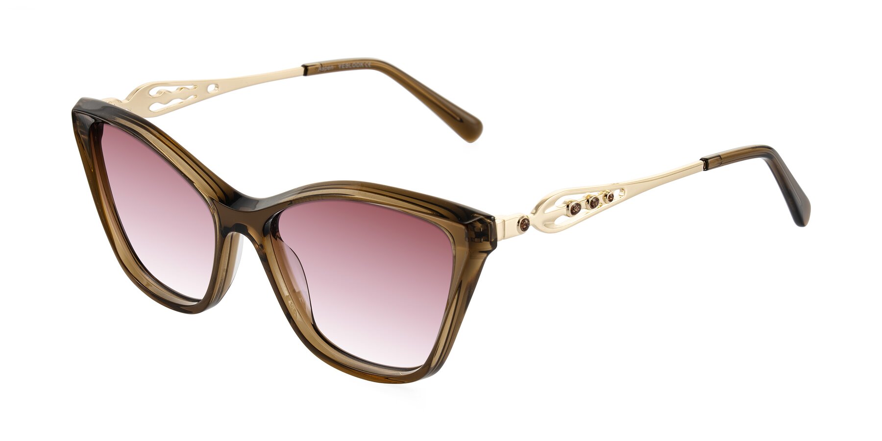 Angle of Aspen in Transparent Brown with Garnet Gradient Lenses