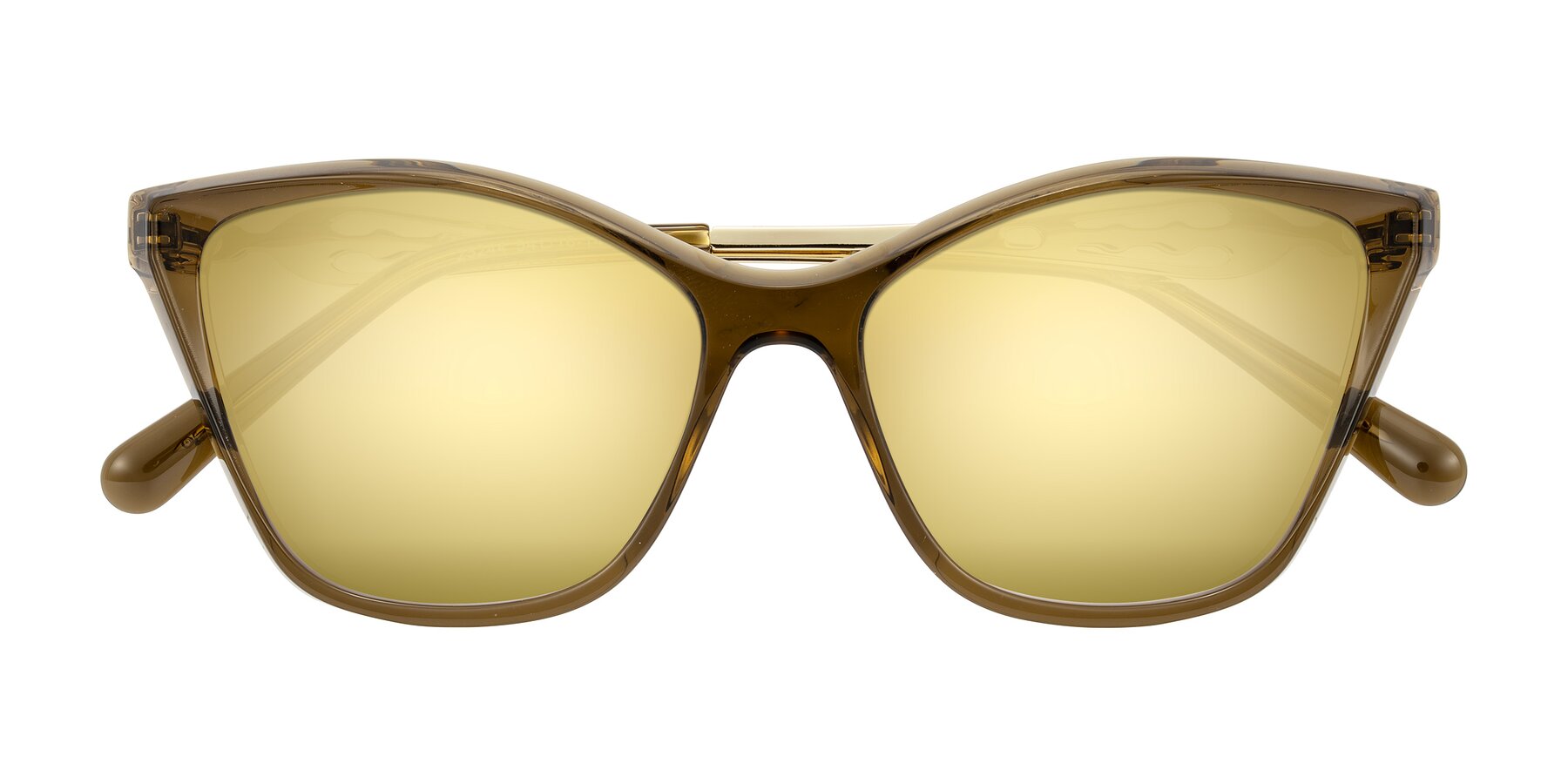 Folded Front of Aspen in Transparent Brown with Gold Mirrored Lenses
