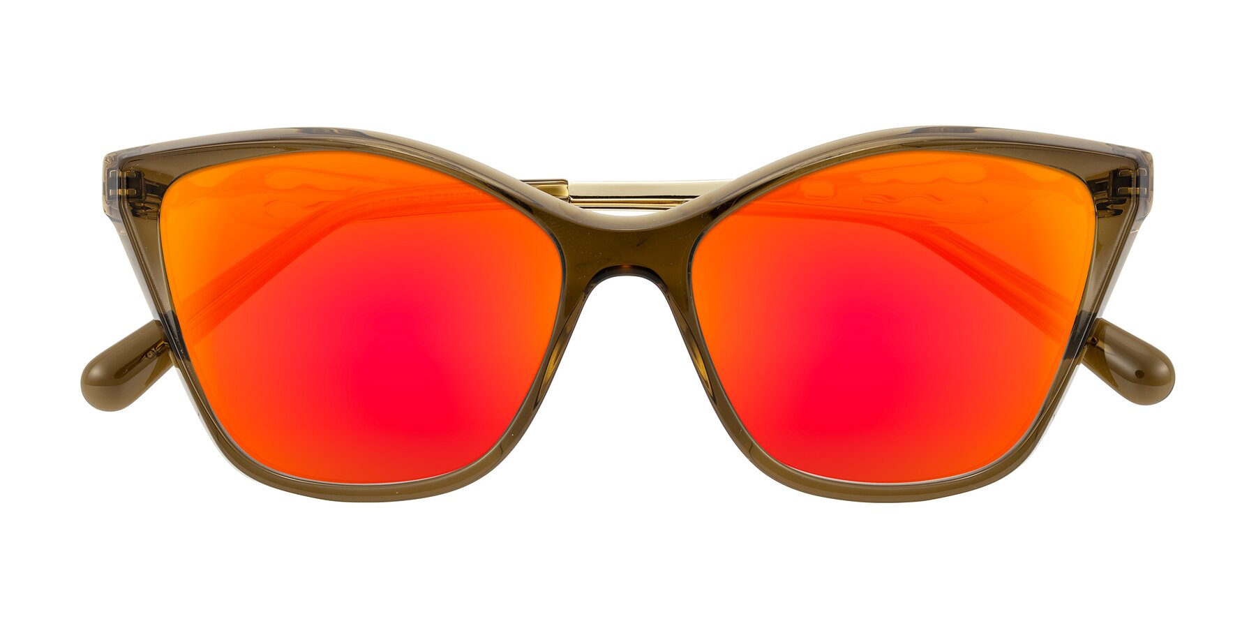 Folded Front of Aspen in Transparent Brown with Red Gold Mirrored Lenses