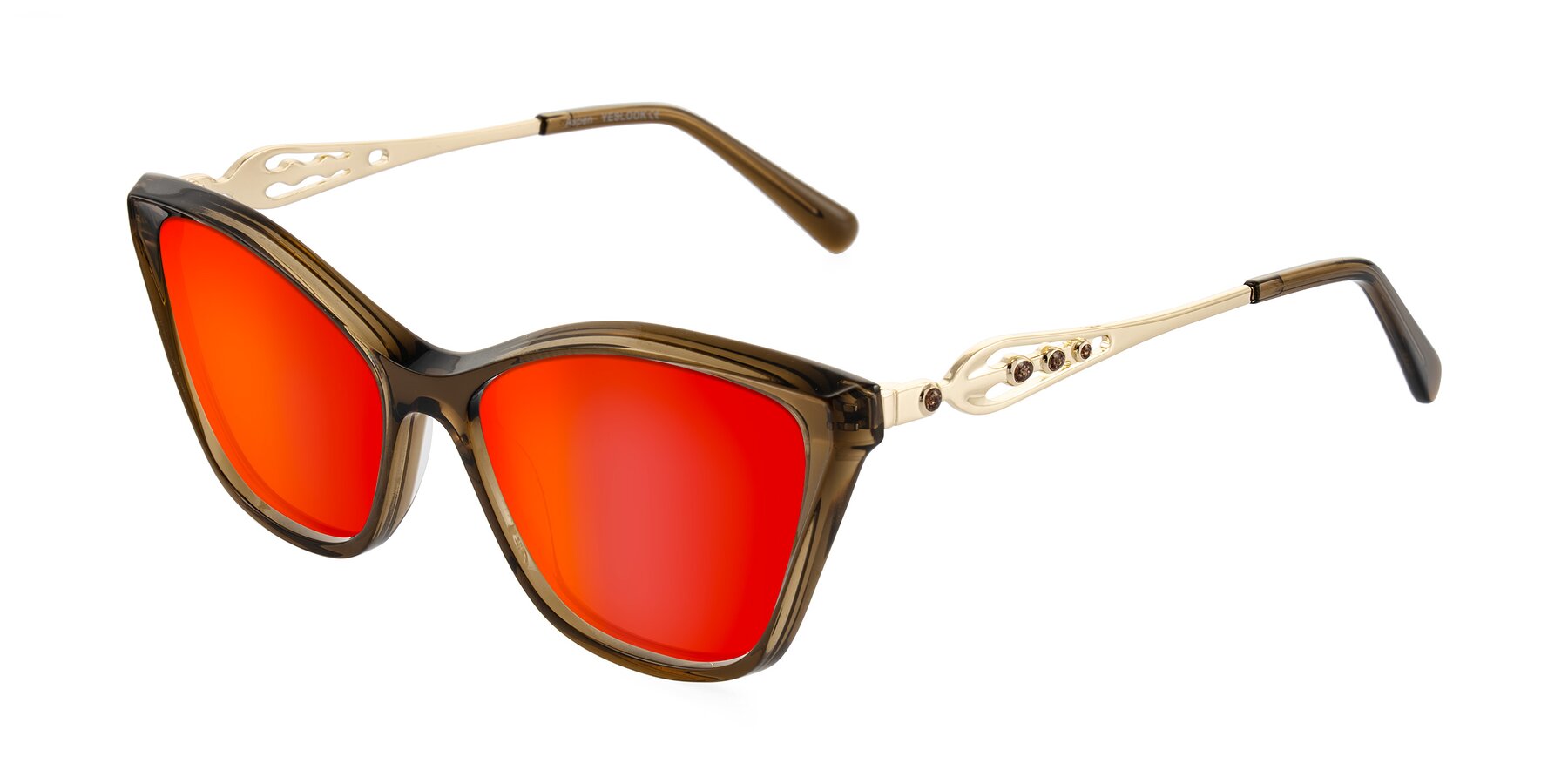 Angle of Aspen in Transparent Brown with Red Gold Mirrored Lenses