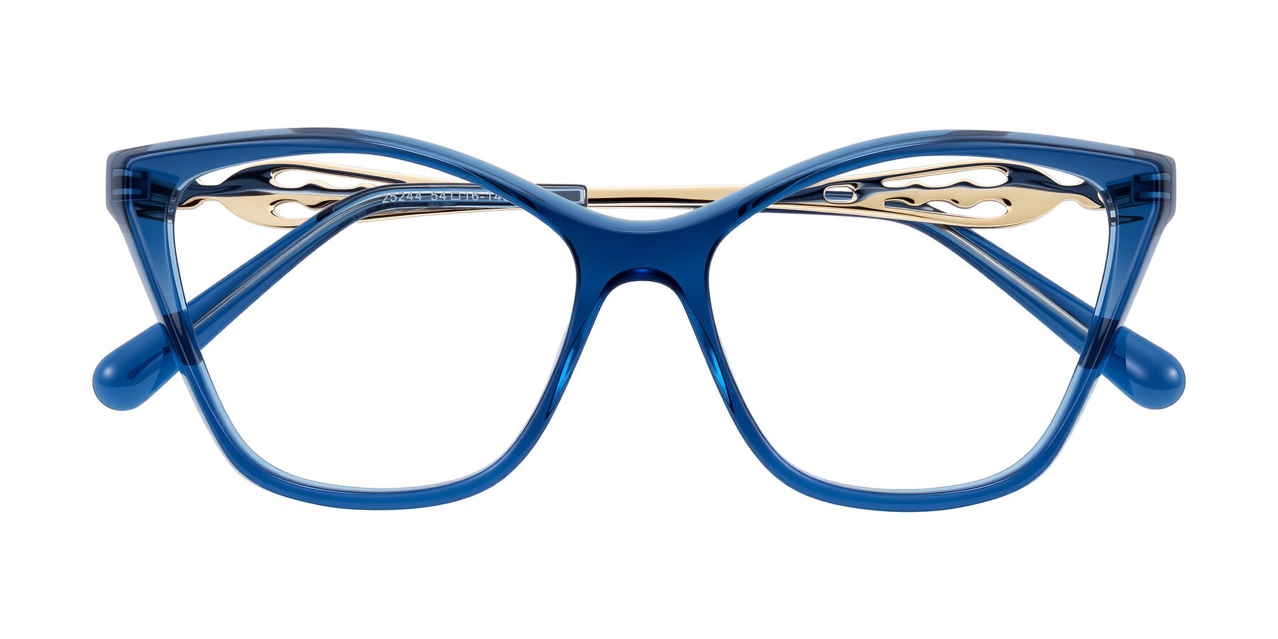 Folded Front of Aspen in Transparent Blue with Clear Eyeglass Lenses