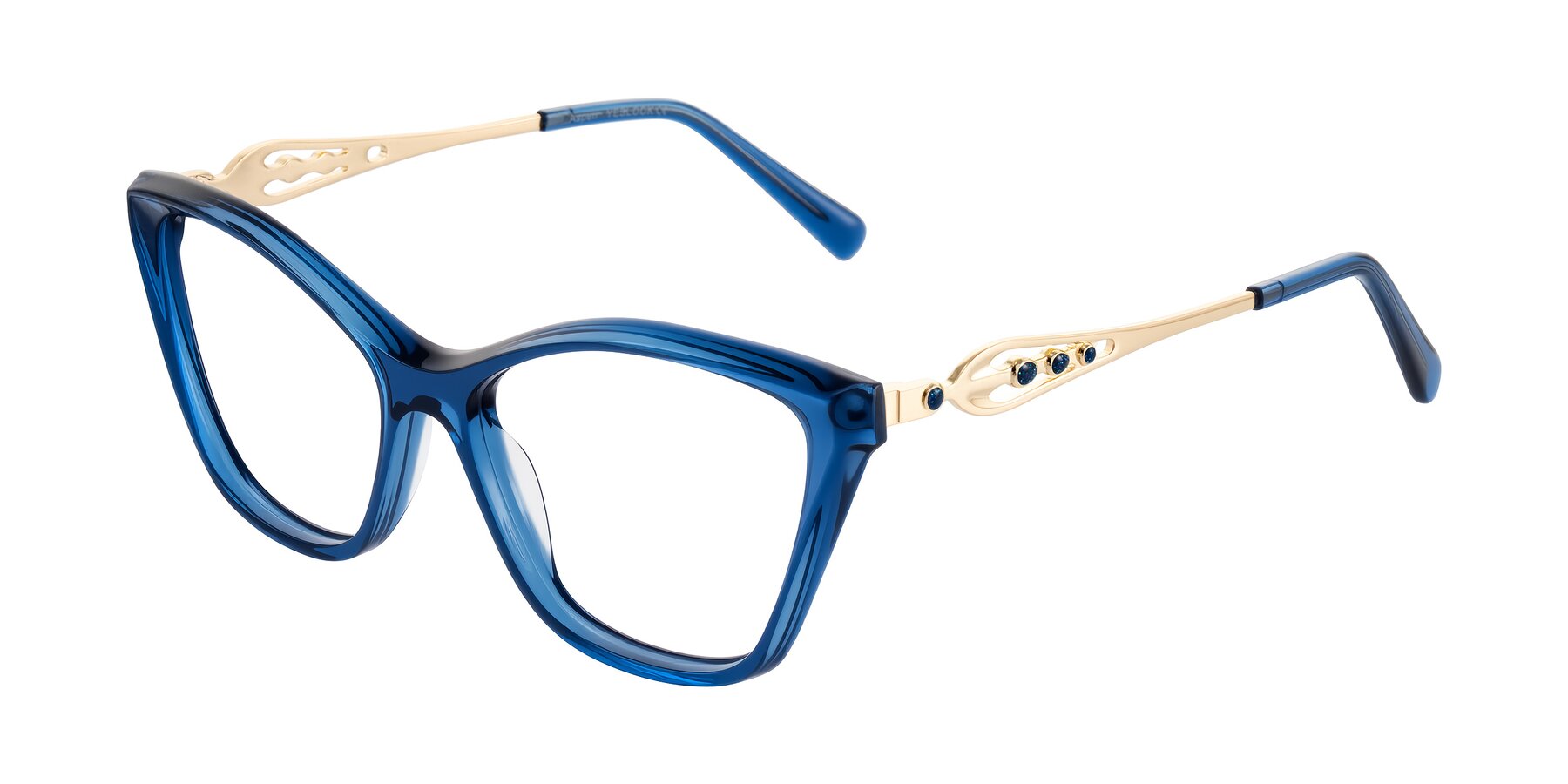 Angle of Aspen in Transparent Blue with Clear Eyeglass Lenses
