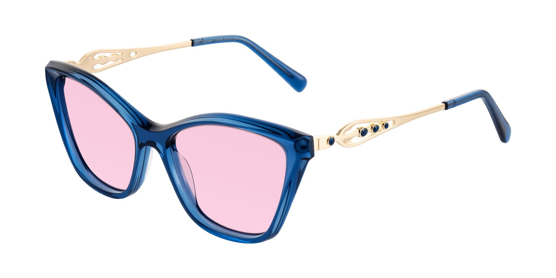 Angle of Aspen in Transparent Blue with Light Pink Tinted Lenses