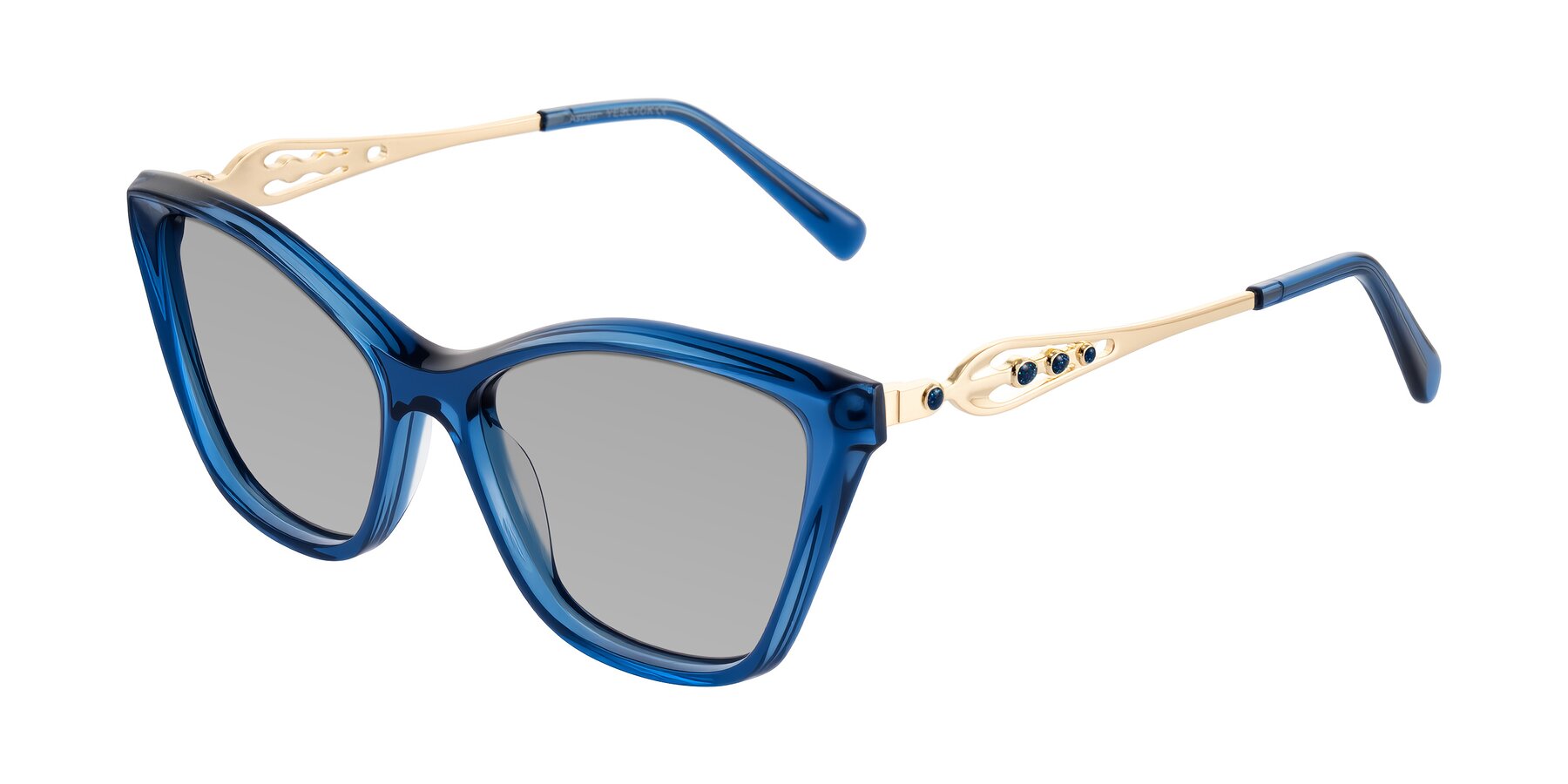 Angle of Aspen in Transparent Blue with Light Gray Tinted Lenses