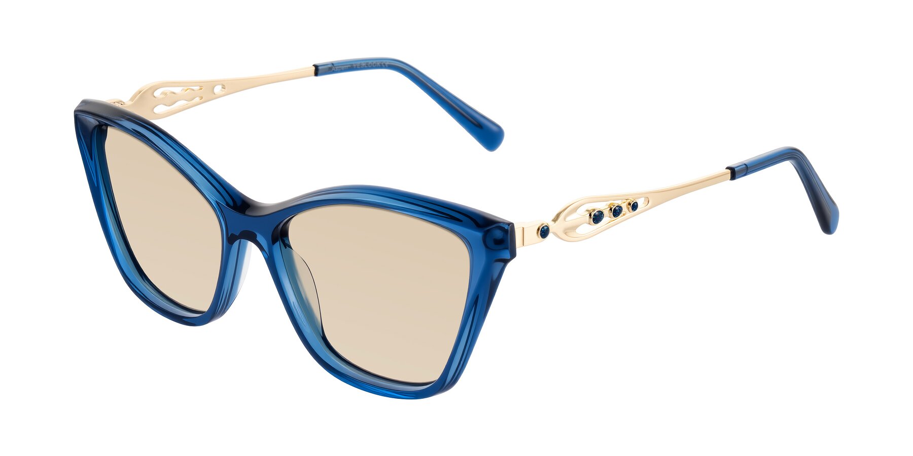 Angle of Aspen in Transparent Blue with Light Brown Tinted Lenses