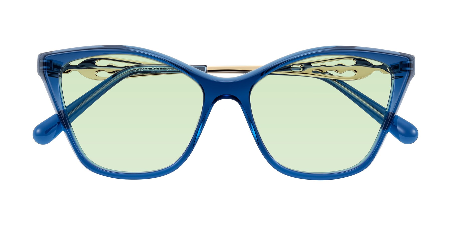 Folded Front of Aspen in Transparent Blue with Light Green Tinted Lenses
