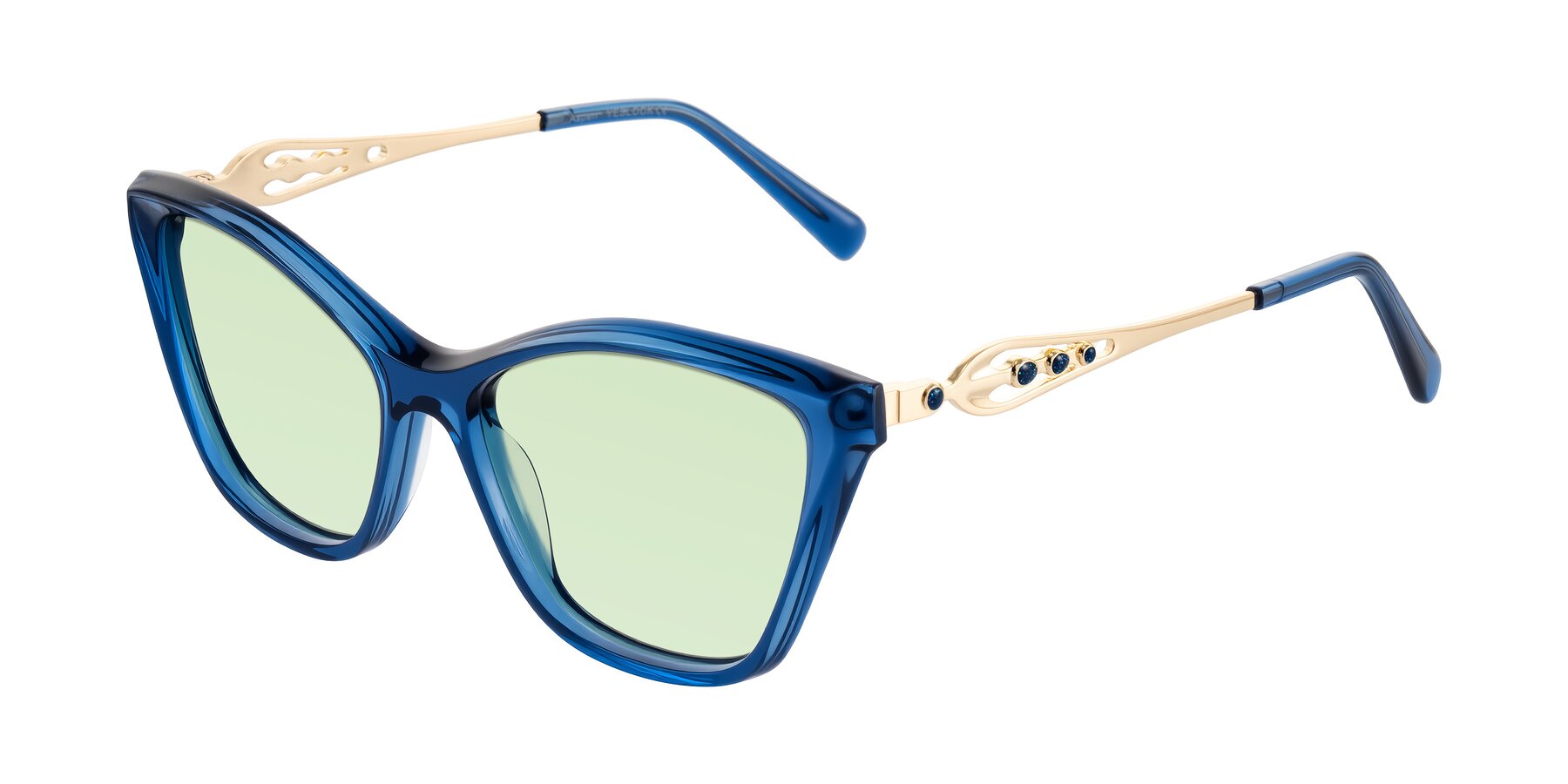Angle of Aspen in Transparent Blue with Light Green Tinted Lenses