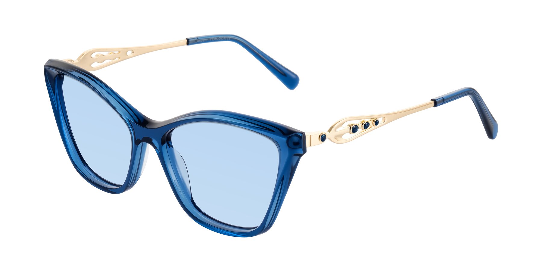 Angle of Aspen in Transparent Blue with Light Blue Tinted Lenses