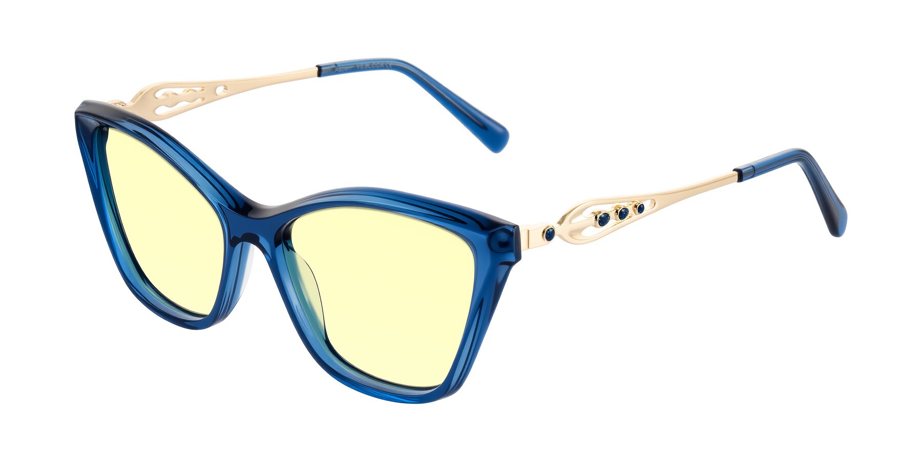 Angle of Aspen in Transparent Blue with Light Yellow Tinted Lenses