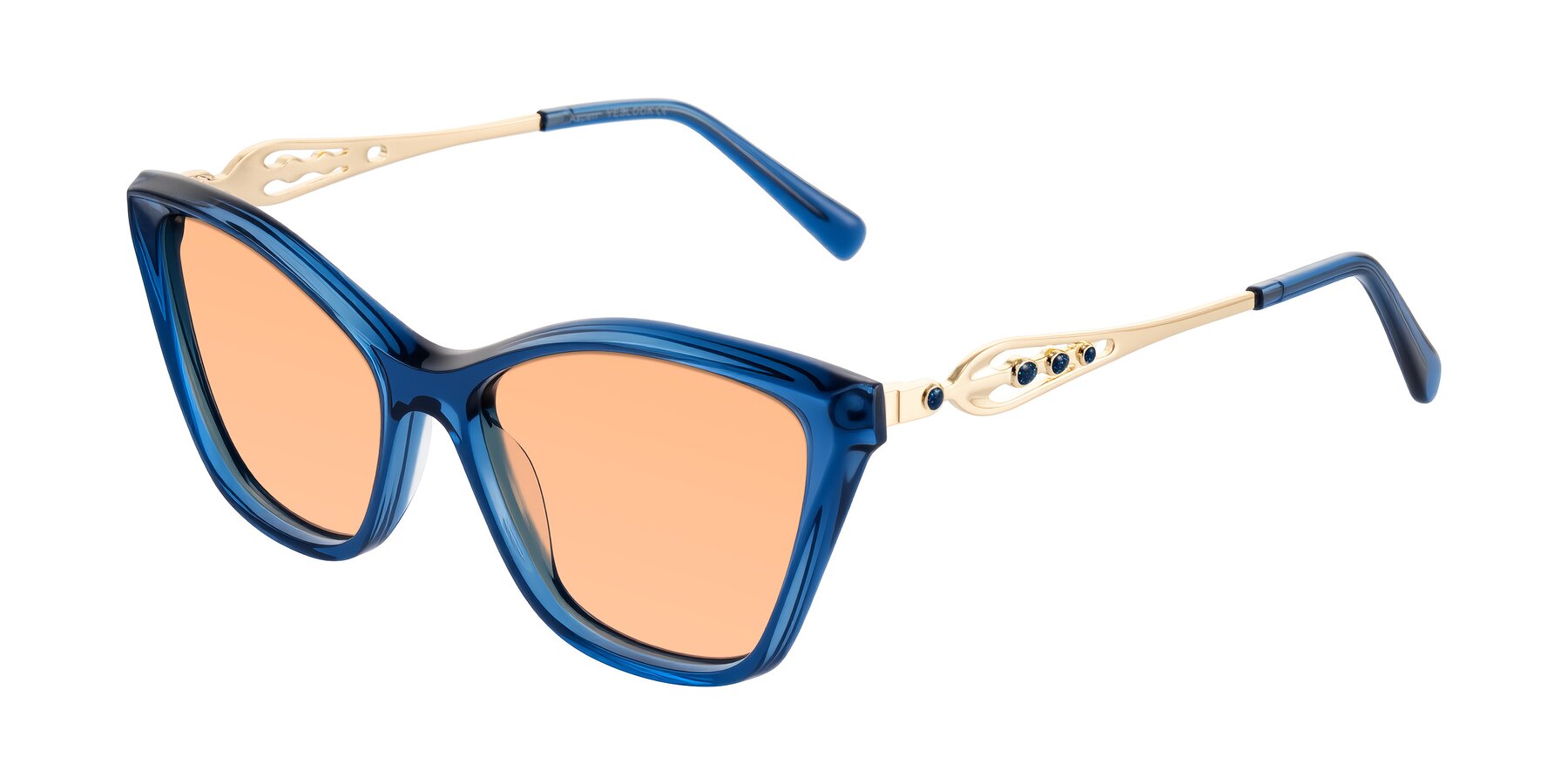 Angle of Aspen in Transparent Blue with Light Orange Tinted Lenses