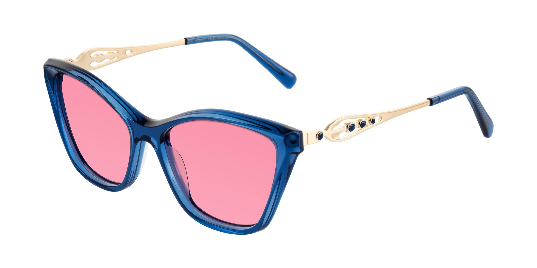 Angle of Aspen in Transparent Blue with Pink Tinted Lenses