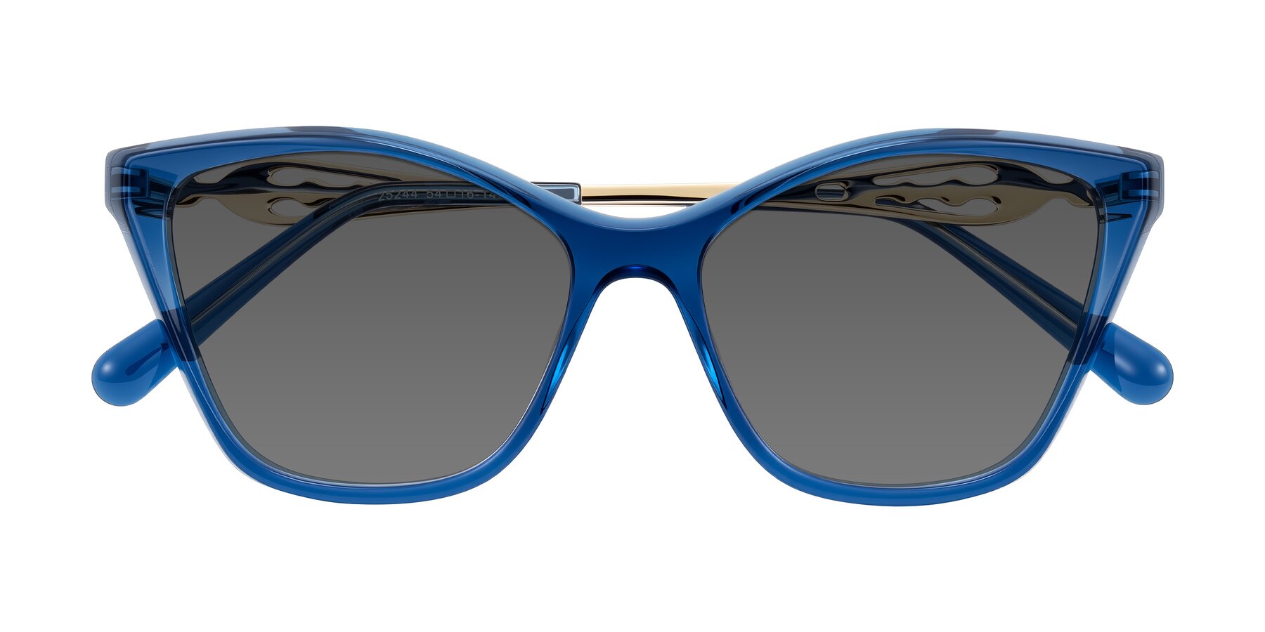 Folded Front of Aspen in Transparent Blue with Medium Gray Tinted Lenses