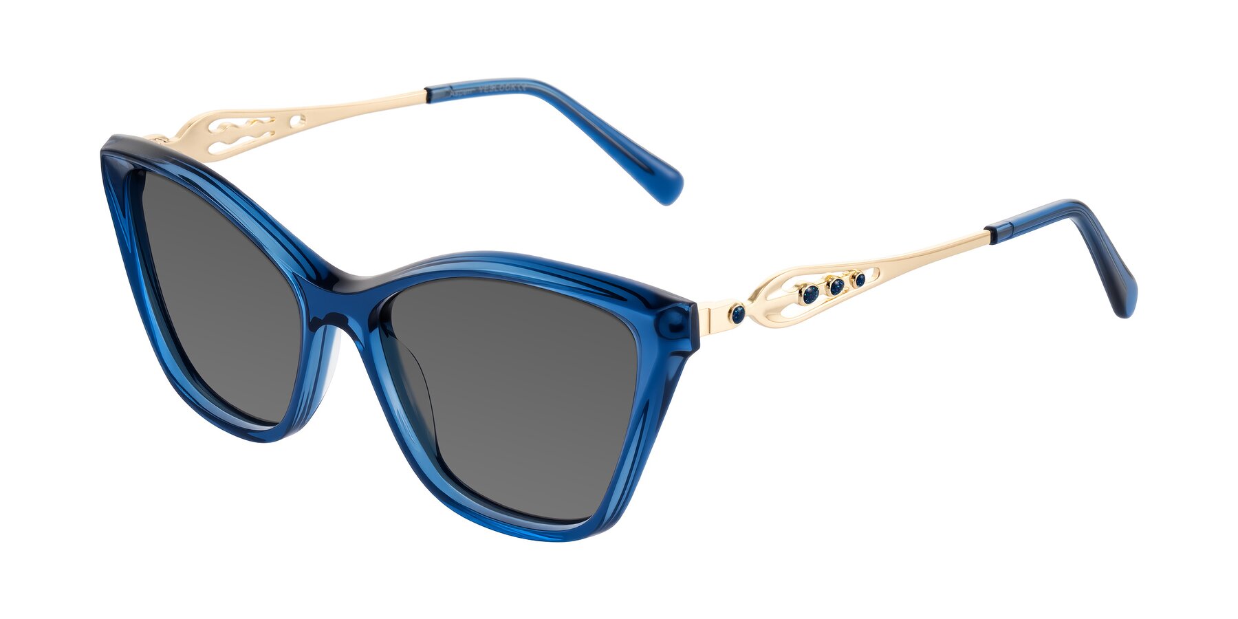 Angle of Aspen in Transparent Blue with Medium Gray Tinted Lenses