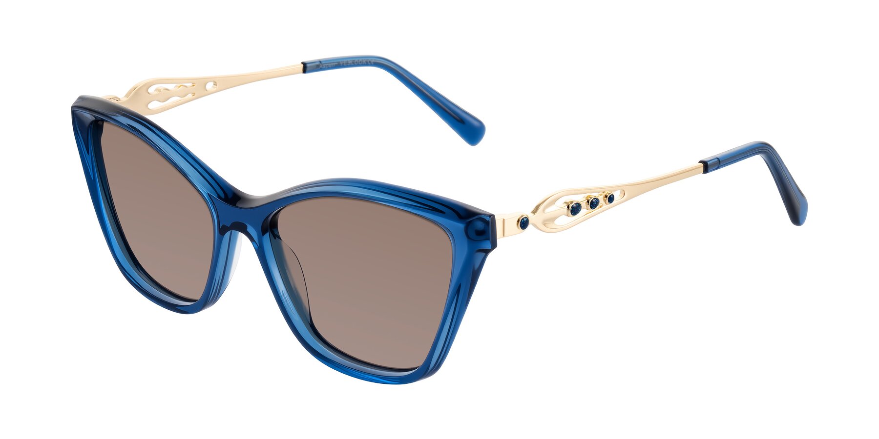 Angle of Aspen in Transparent Blue with Medium Brown Tinted Lenses