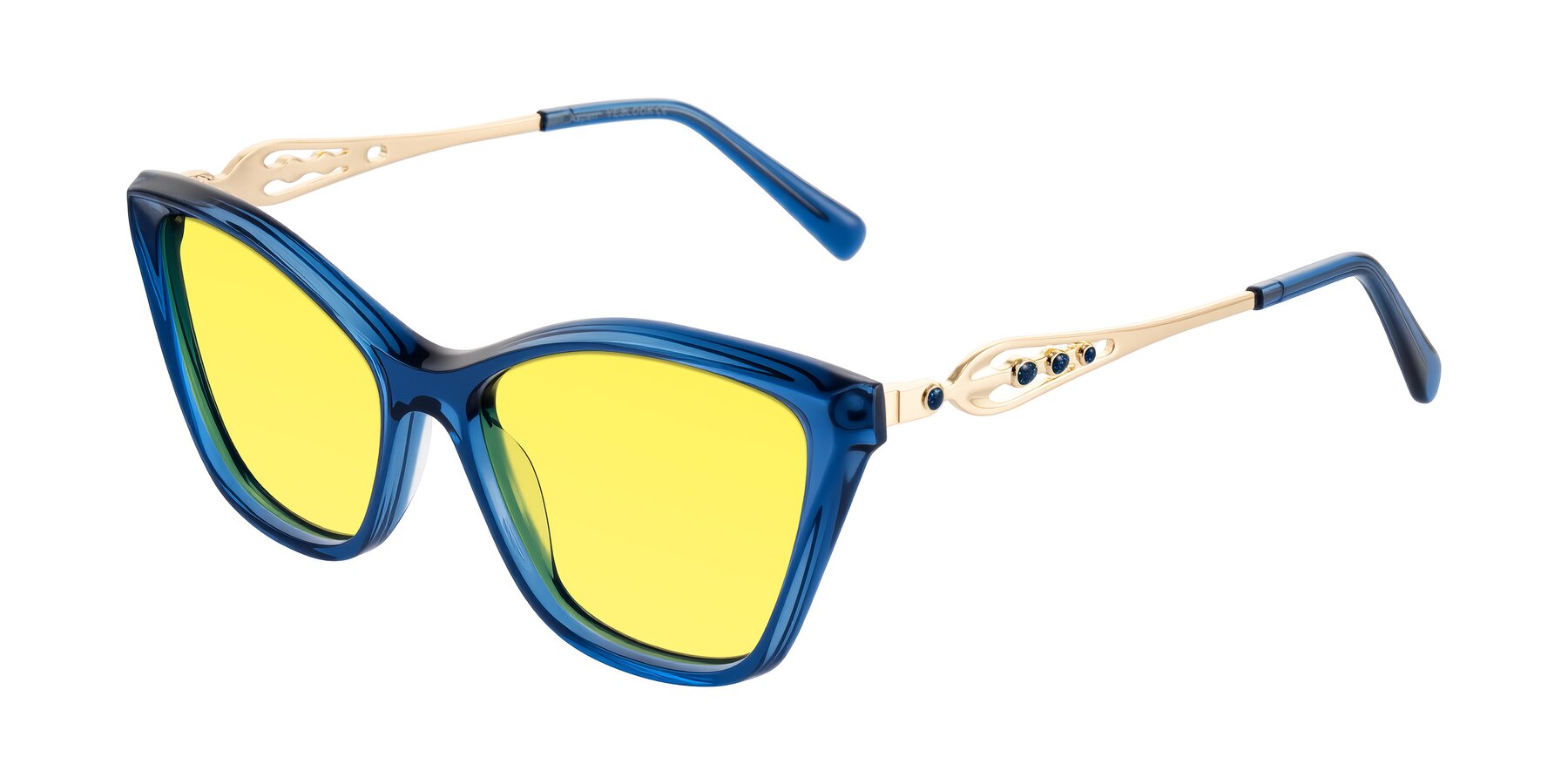 Angle of Aspen in Transparent Blue with Medium Yellow Tinted Lenses