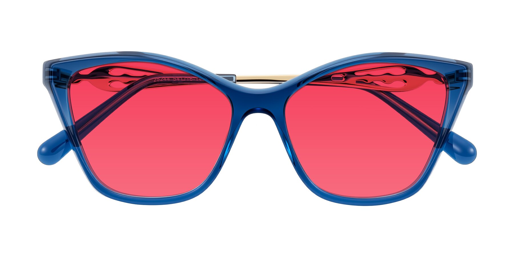 Folded Front of Aspen in Transparent Blue with Red Tinted Lenses