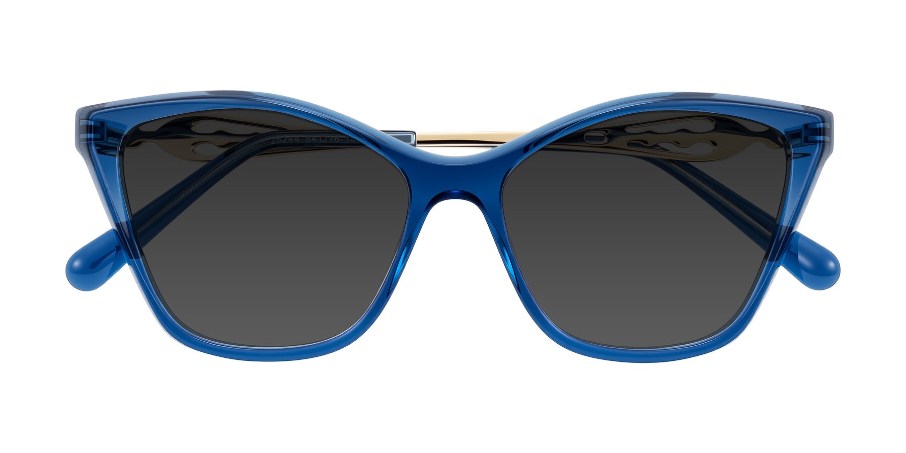 Folded Front of Aspen in Transparent Blue with Gray Tinted Lenses