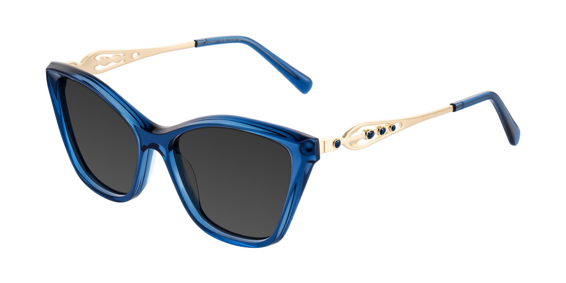 Angle of Aspen in Transparent Blue with Gray Tinted Lenses