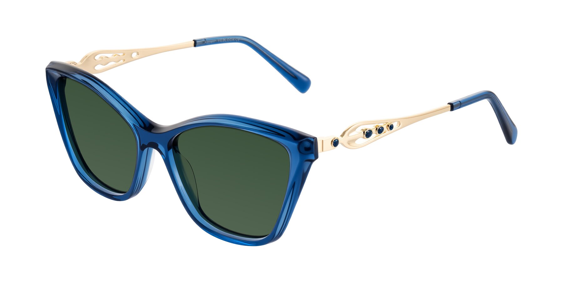 Angle of Aspen in Transparent Blue with Green Tinted Lenses