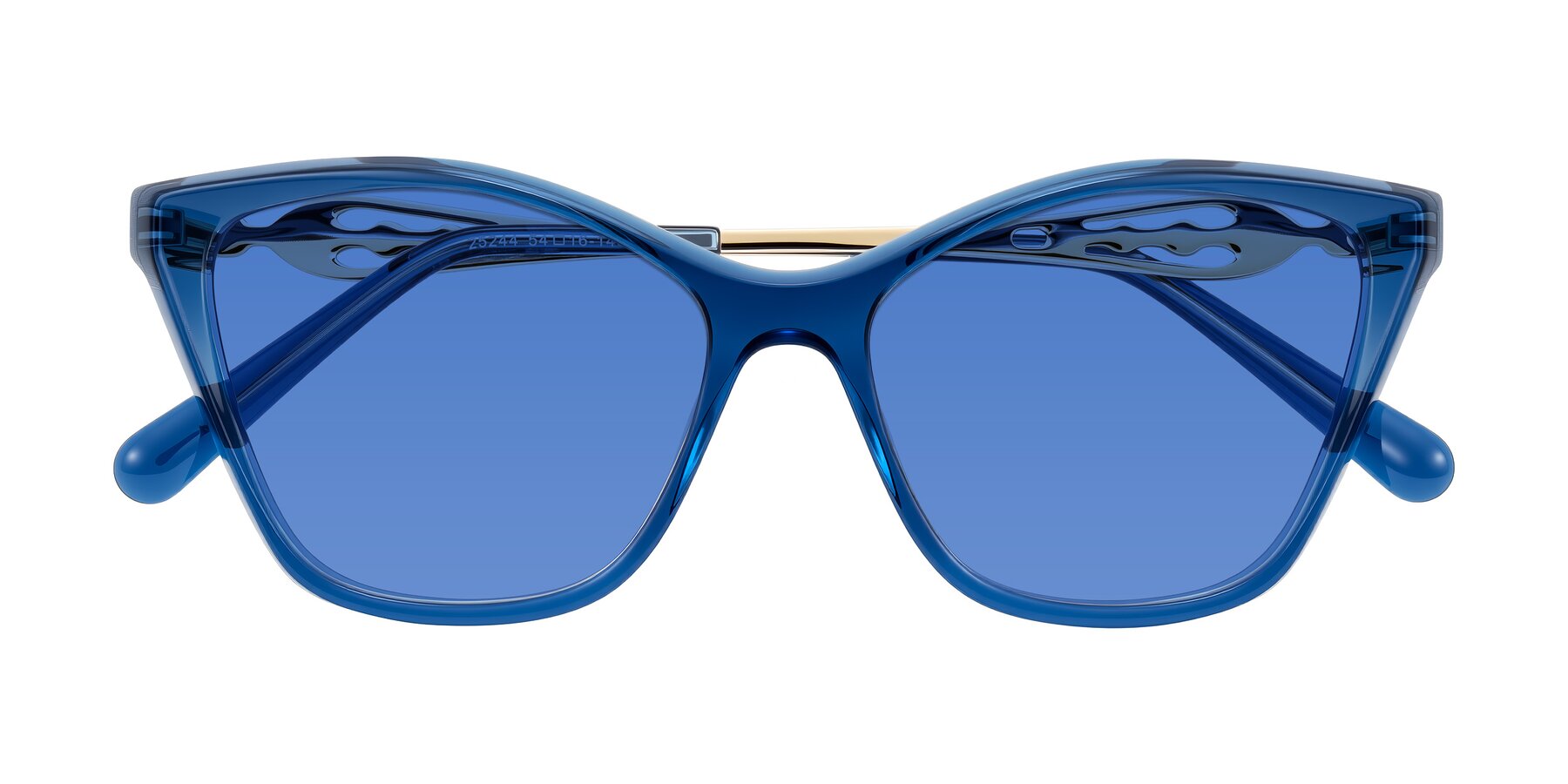 Folded Front of Aspen in Transparent Blue with Blue Tinted Lenses