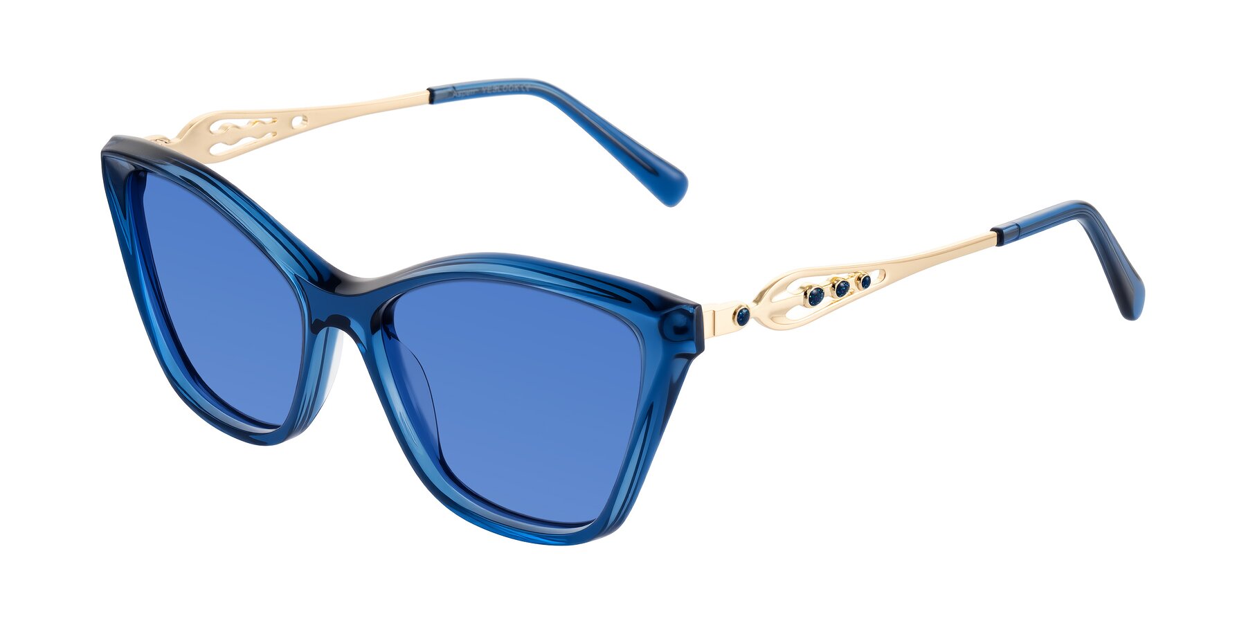 Angle of Aspen in Transparent Blue with Blue Tinted Lenses