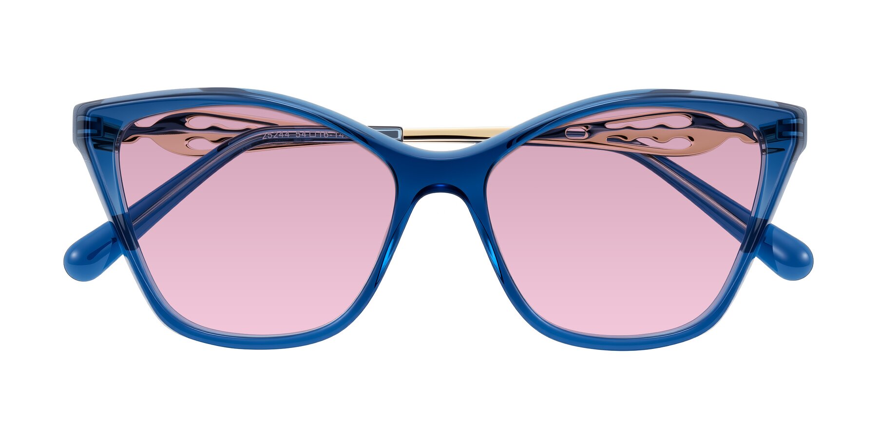 Folded Front of Aspen in Transparent Blue with Light Wine Tinted Lenses