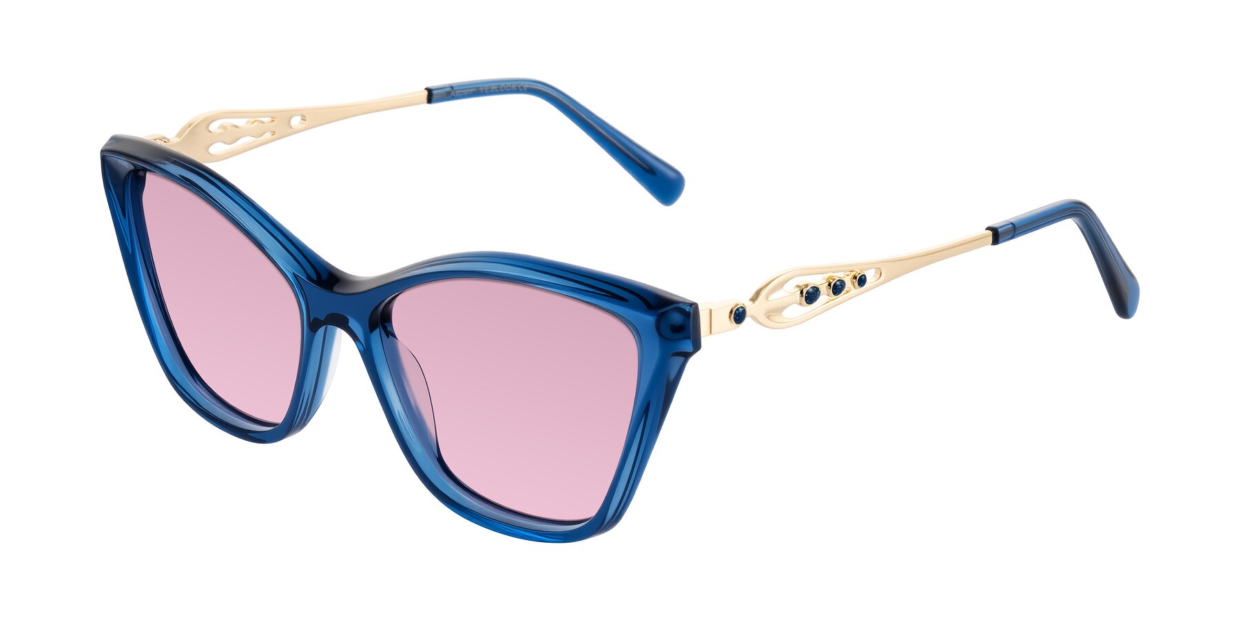 Angle of Aspen in Transparent Blue with Light Wine Tinted Lenses