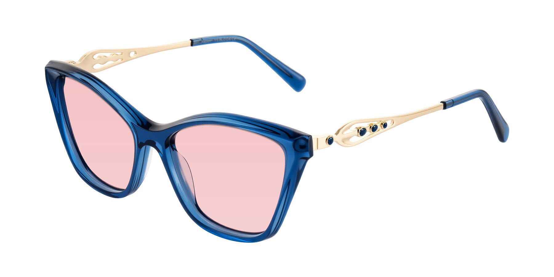 Angle of Aspen in Transparent Blue with Light Garnet Tinted Lenses