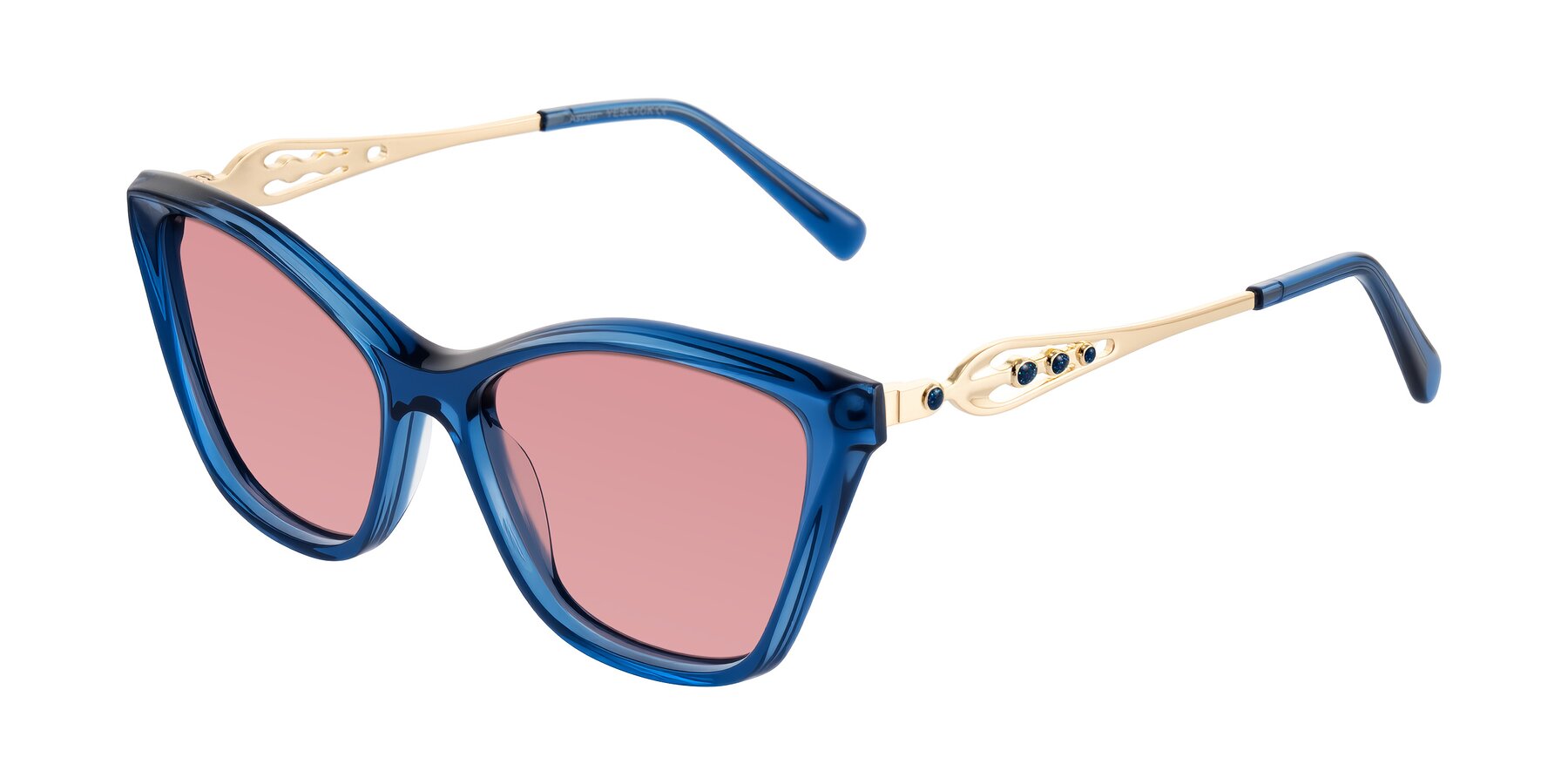 Angle of Aspen in Transparent Blue with Medium Garnet Tinted Lenses
