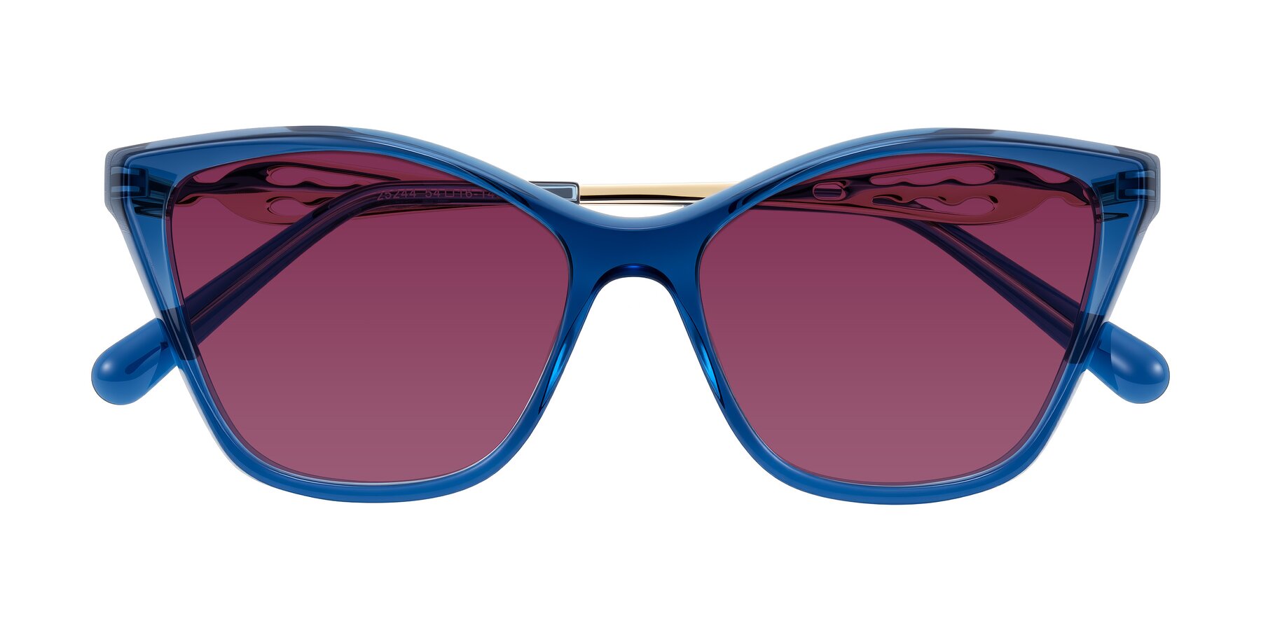 Folded Front of Aspen in Transparent Blue with Wine Tinted Lenses