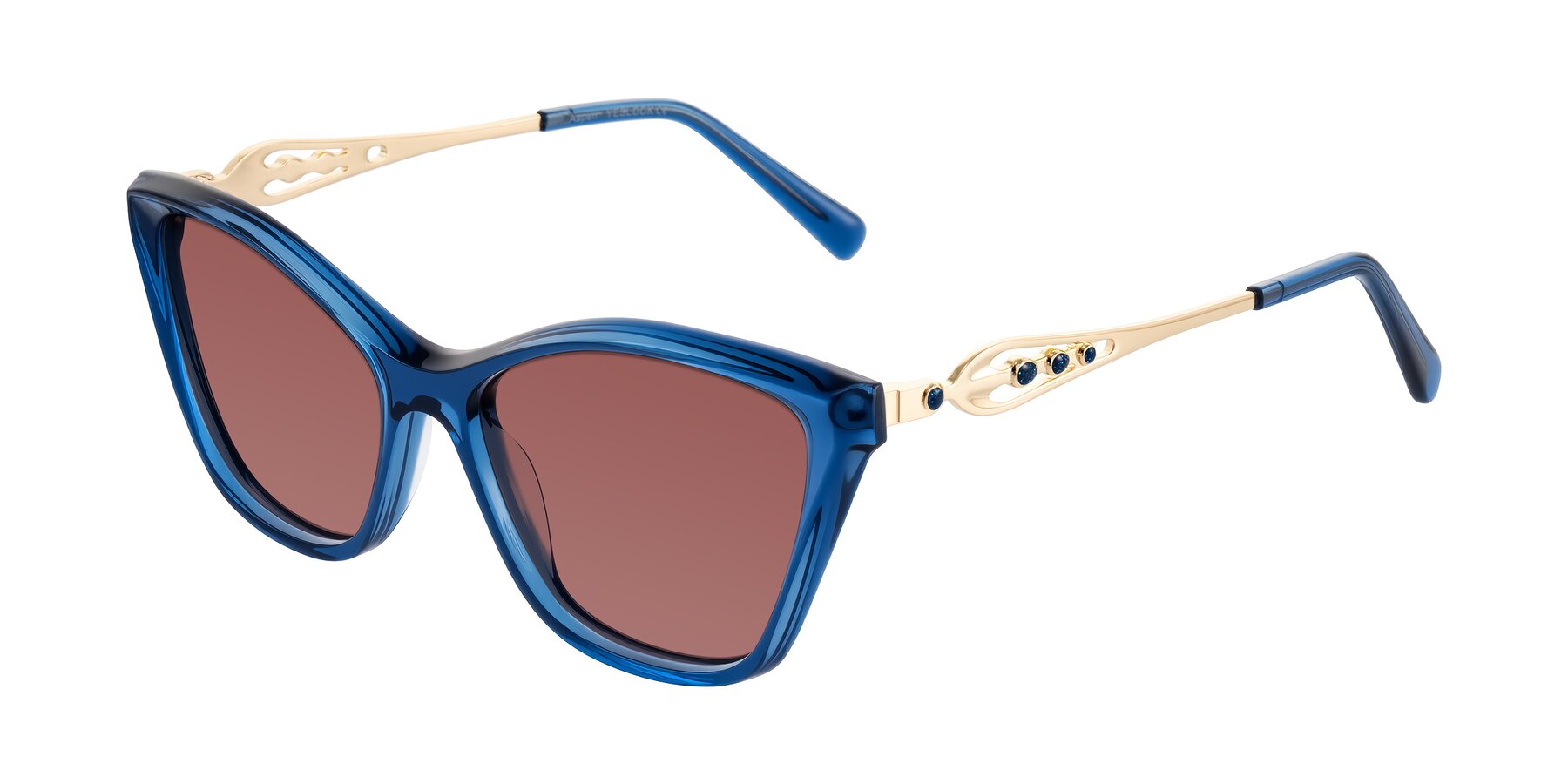 Angle of Aspen in Transparent Blue with Garnet Tinted Lenses
