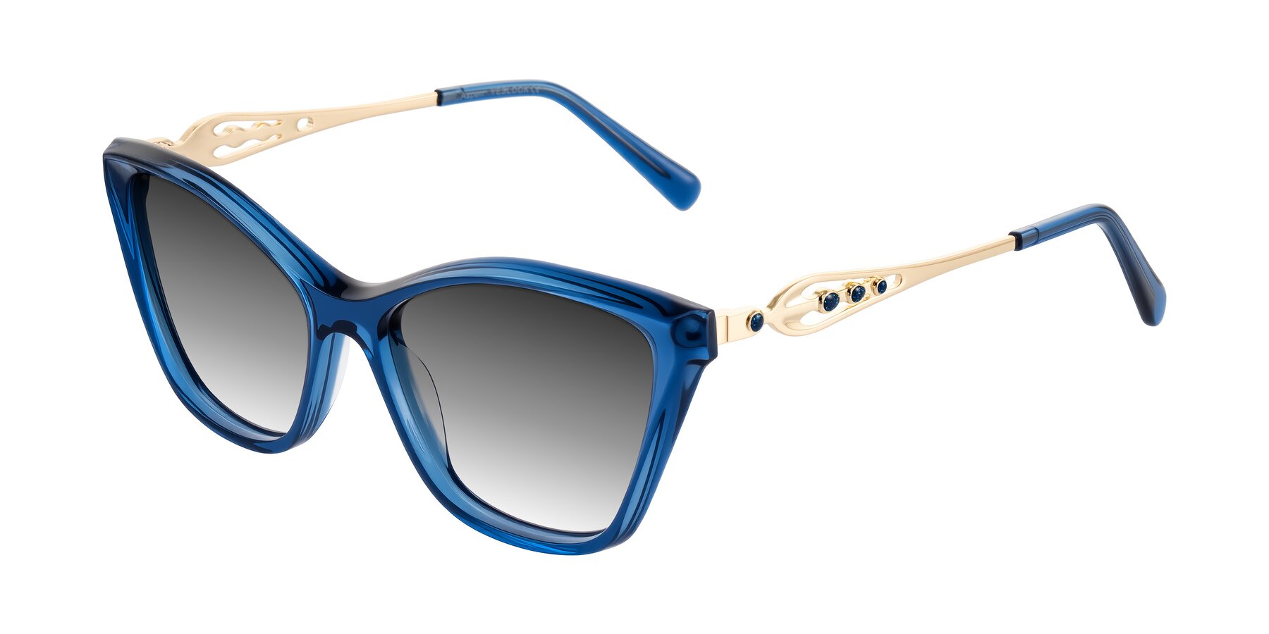 Angle of Aspen in Transparent Blue with Gray Gradient Lenses