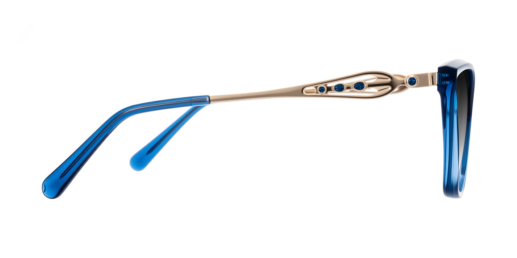 Side of Aspen in Transparent Blue with Gray Gradient Lenses