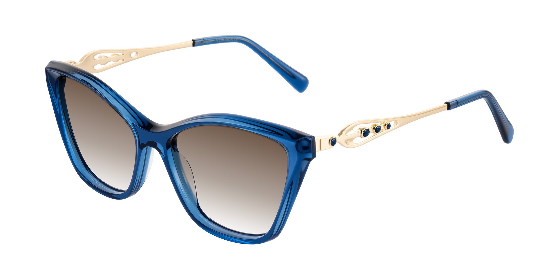 Angle of Aspen in Transparent Blue with Brown Gradient Lenses