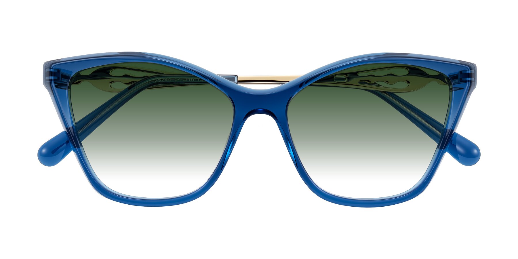 Folded Front of Aspen in Transparent Blue with Green Gradient Lenses