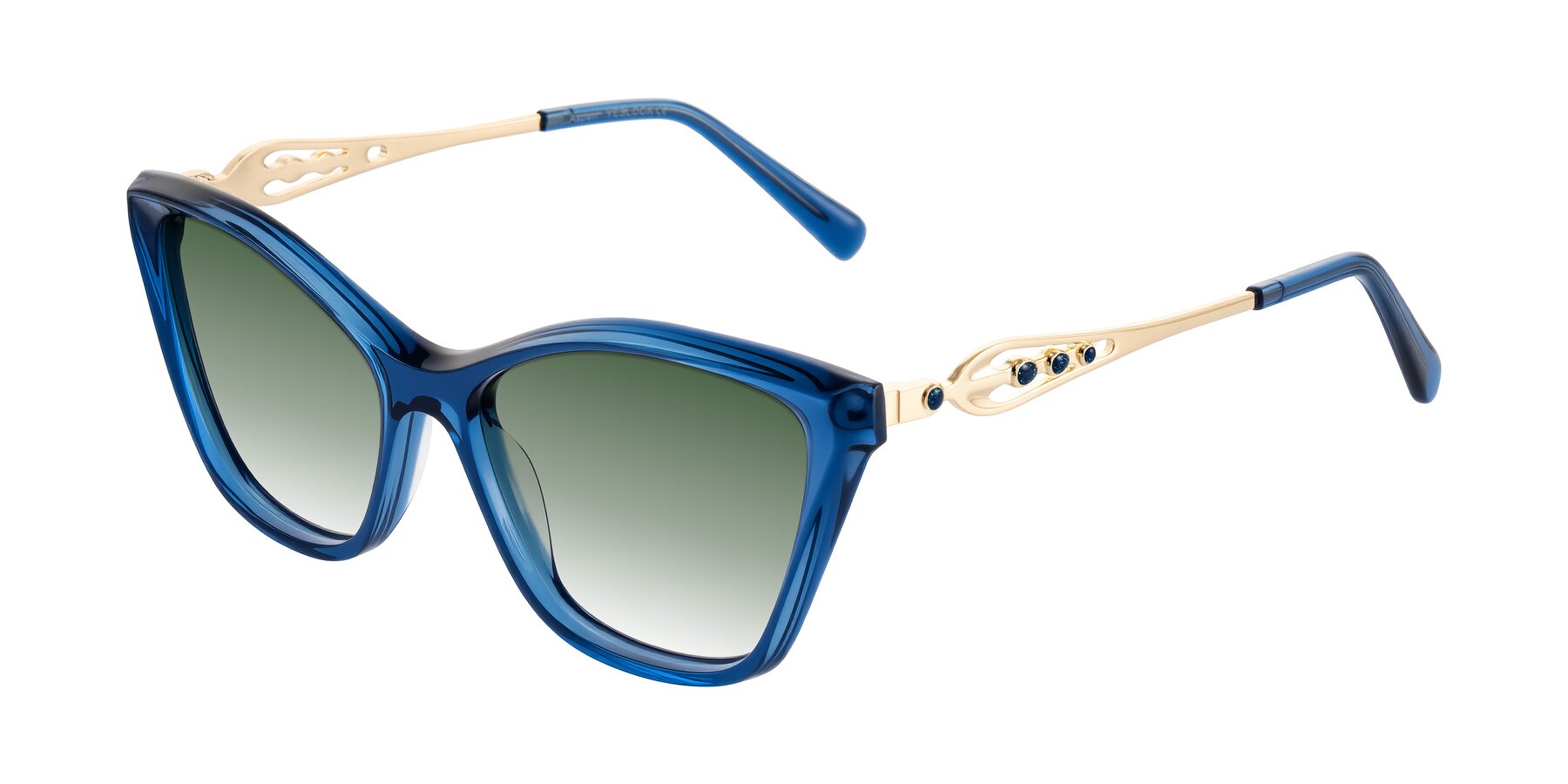 Angle of Aspen in Transparent Blue with Green Gradient Lenses
