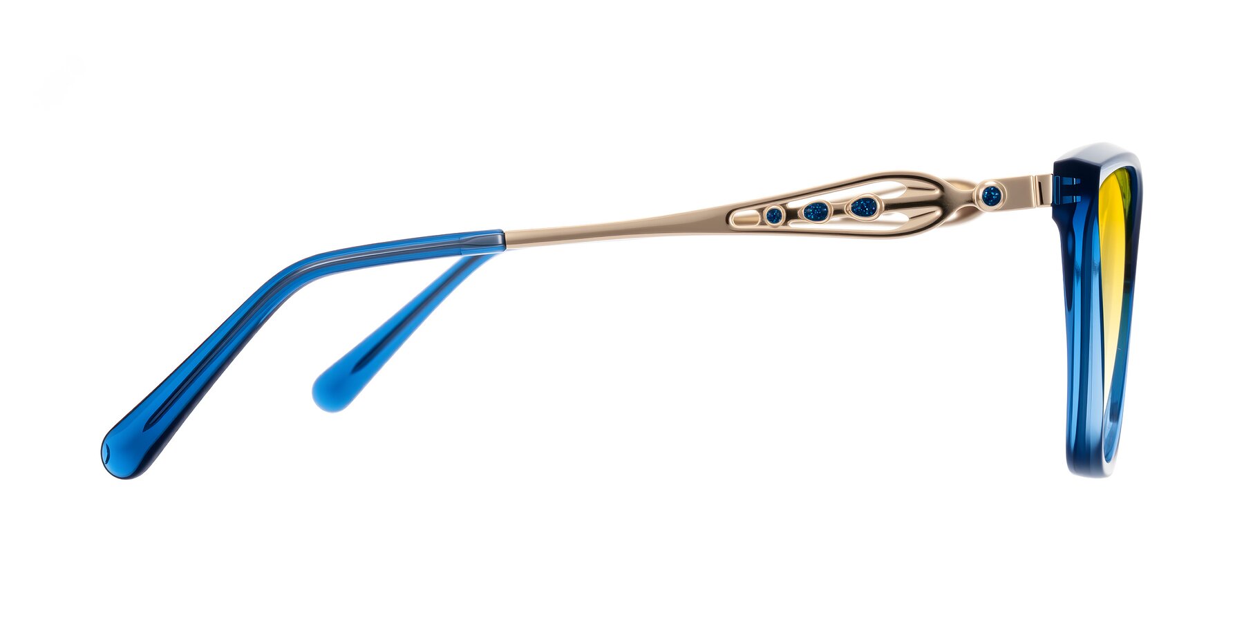 Side of Aspen in Transparent Blue with Yellow Gradient Lenses