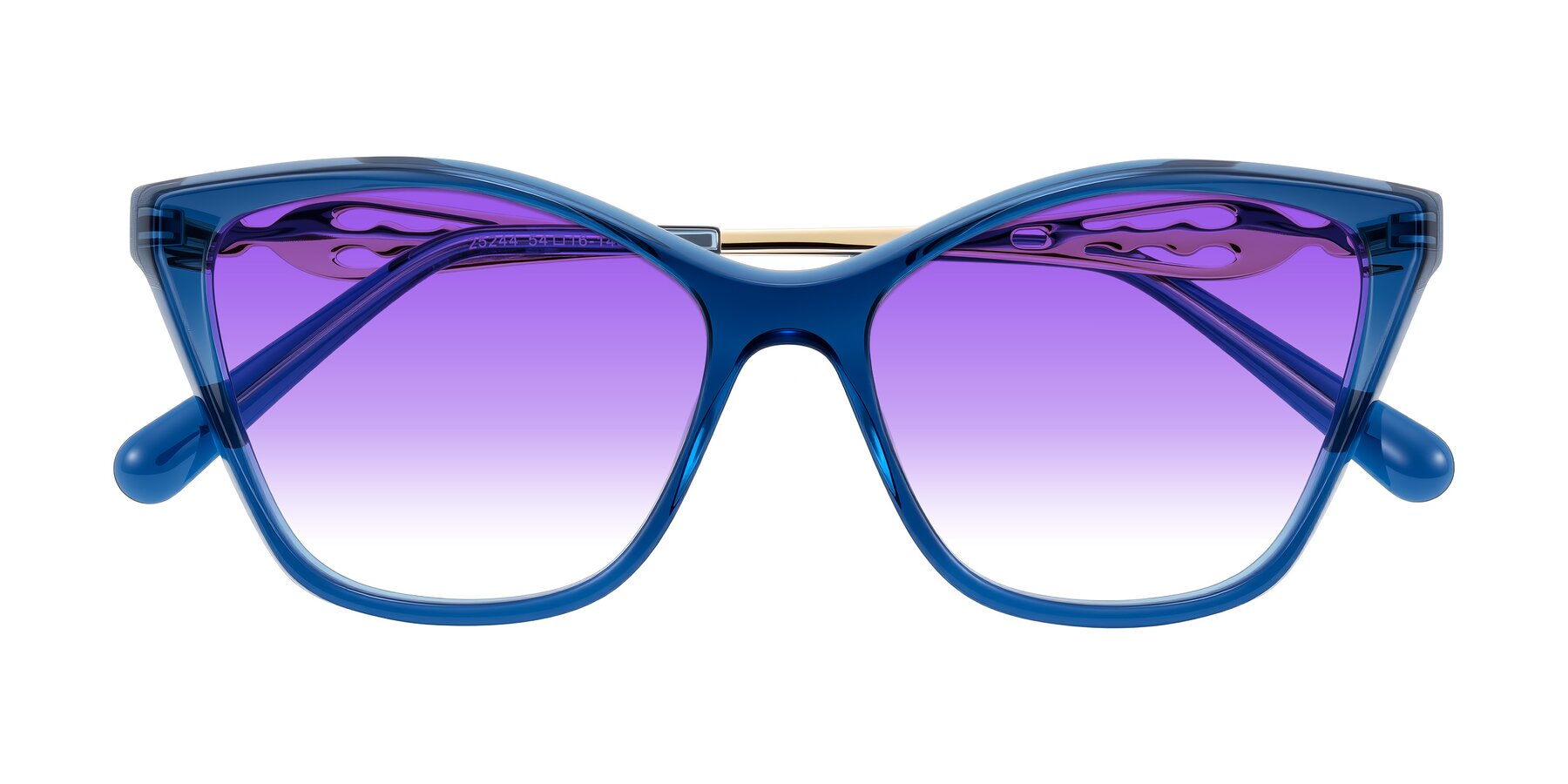 Folded Front of Aspen in Transparent Blue with Purple Gradient Lenses