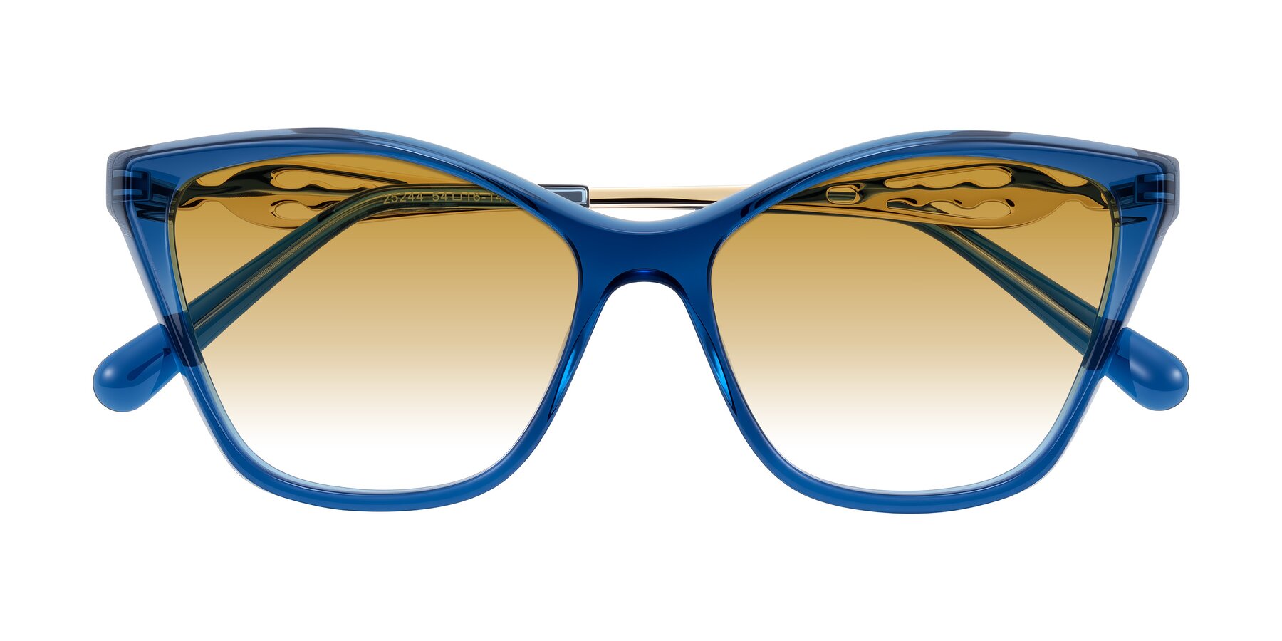 Folded Front of Aspen in Transparent Blue with Champagne Gradient Lenses