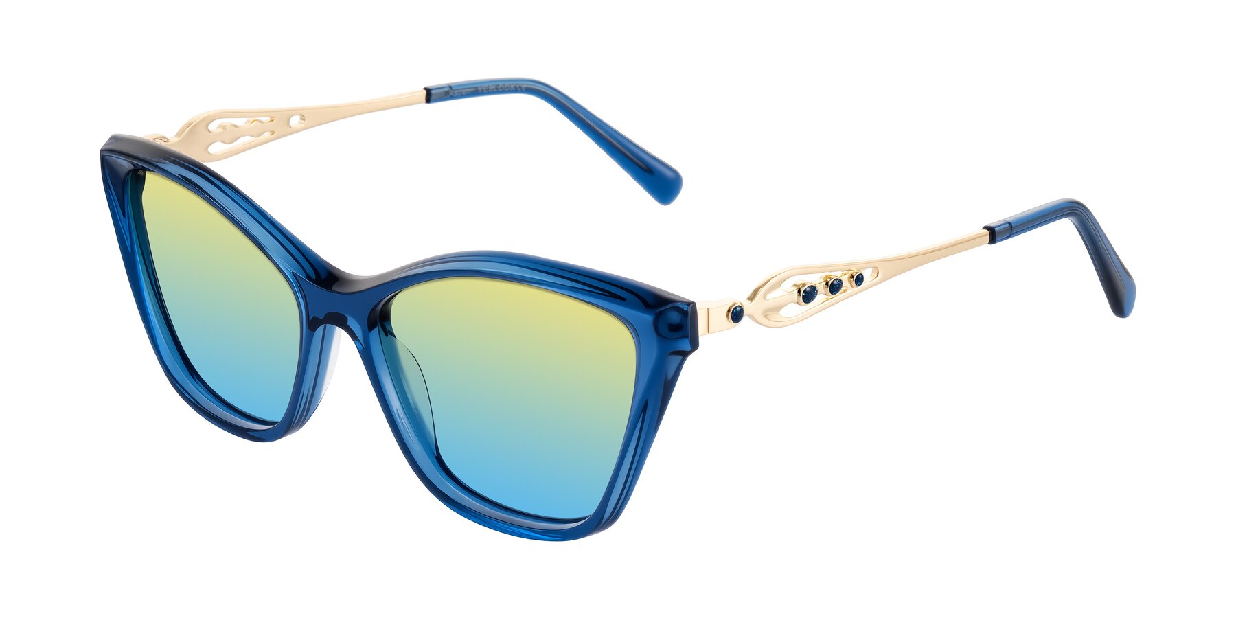 Angle of Aspen in Transparent Blue with Yellow / Blue Gradient Lenses