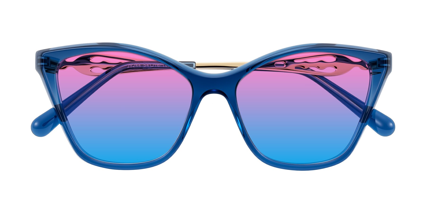 Folded Front of Aspen in Transparent Blue with Pink / Blue Gradient Lenses