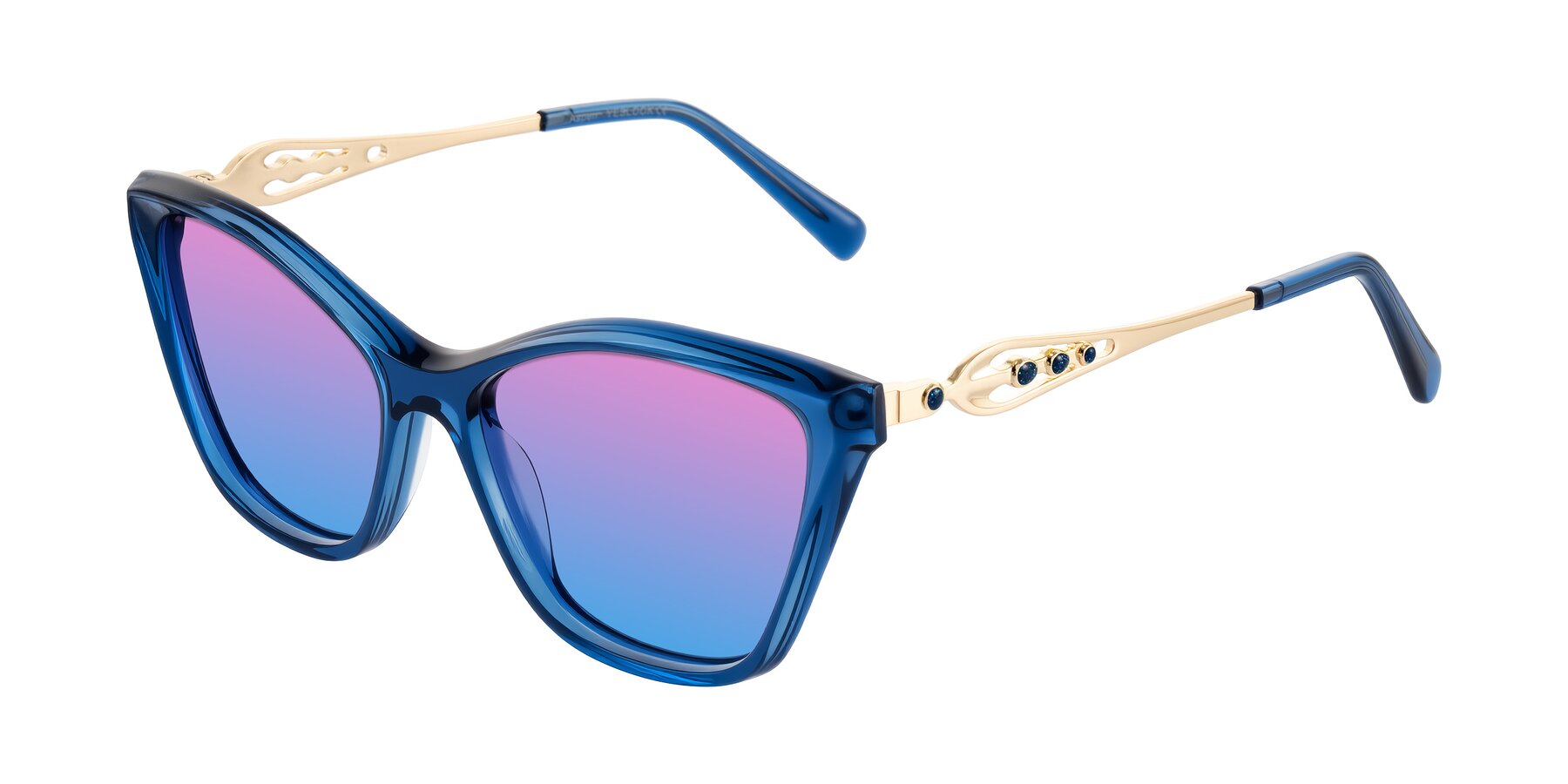 Angle of Aspen in Transparent Blue with Pink / Blue Gradient Lenses