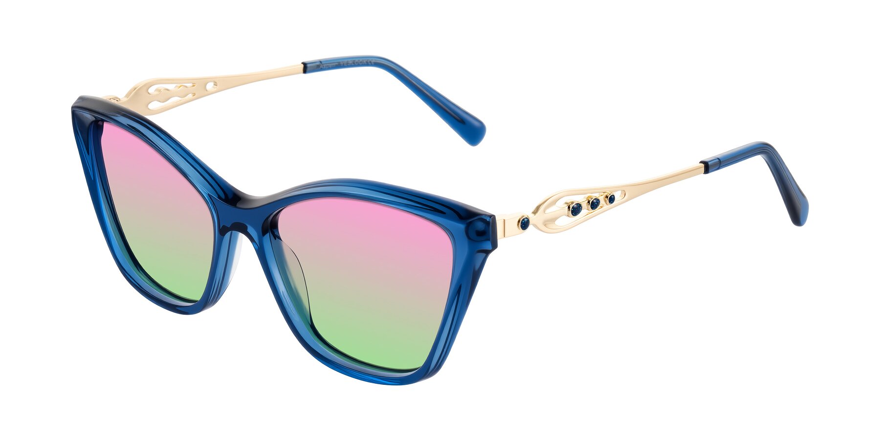 Angle of Aspen in Transparent Blue with Pink / Green Gradient Lenses
