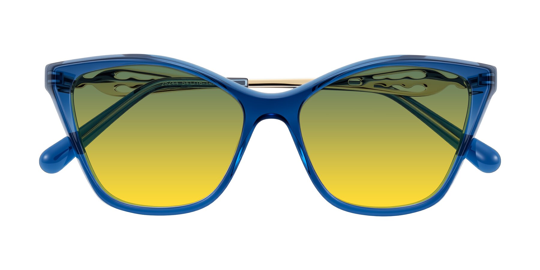 Folded Front of Aspen in Transparent Blue with Green / Yellow Gradient Lenses