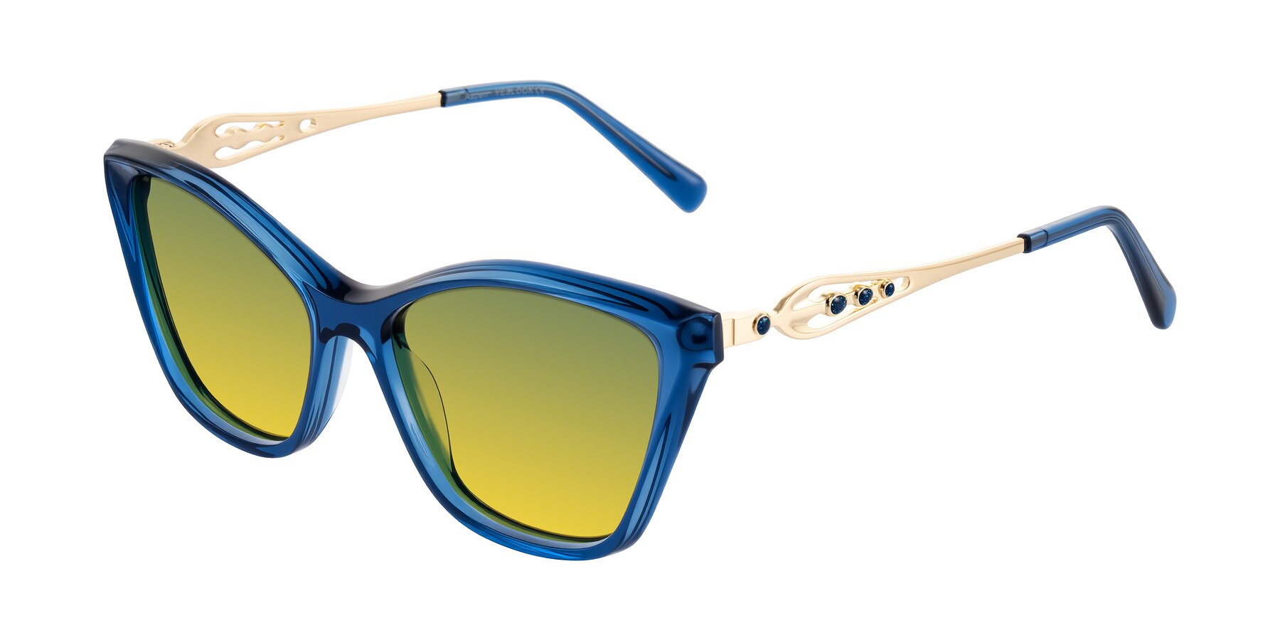 Angle of Aspen in Transparent Blue with Green / Yellow Gradient Lenses