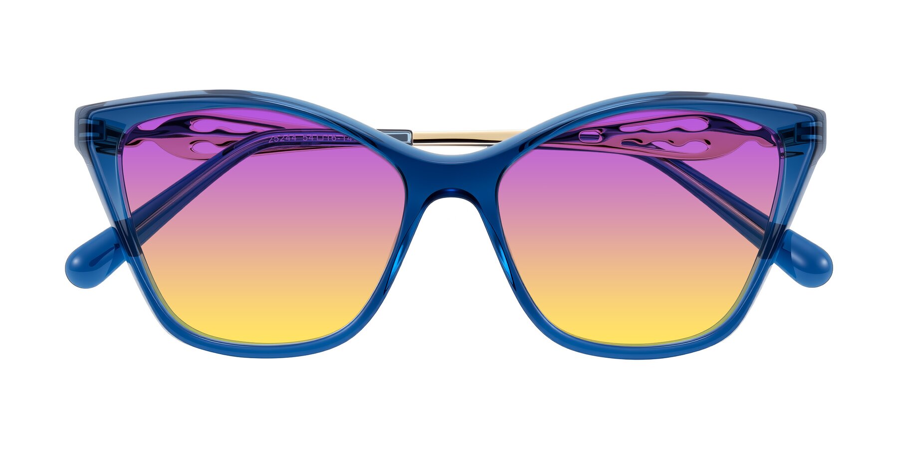 Folded Front of Aspen in Transparent Blue with Purple / Yellow Gradient Lenses